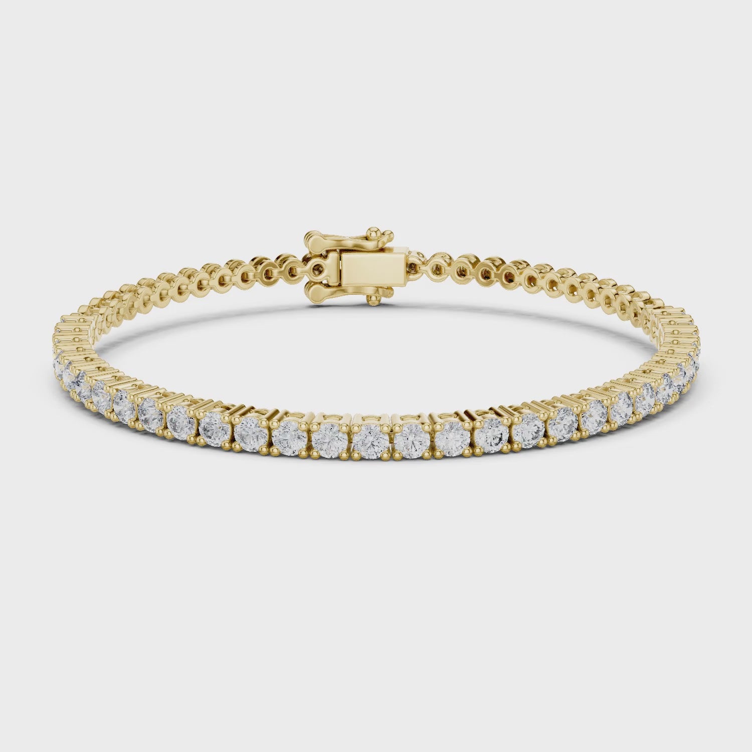 Aurora 2 Carat Round Lab Grown Diamond Tennis Bracelet - Yellow Gold video