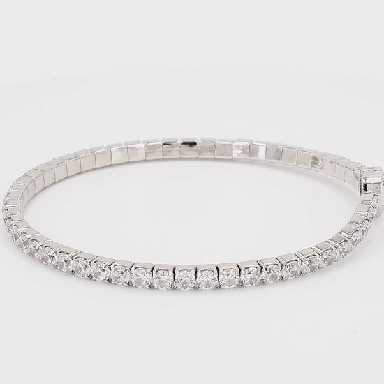 Divara Larkin Tennis Bracelet sterling silver 925 cubic zirconia bracelet, 360 degree video